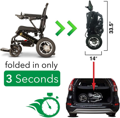2020 New Folding Ultra Lightweight Electric Power Wheelchair, Silla de Ruedas Electrica, FDA Approved and Air Travel Allowed, Heavy Duty, Mobility Motorized, Portable Power (17.5�测�� Seat Width)