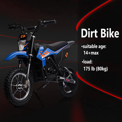 36V Kids Electric Dirt Bike, 36V, 350W, 15.5MPH, LED, 175lbs Max �� Blue