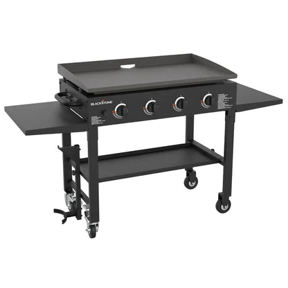 Blackstone 36 Inch Gas Griddle Cooking Station 4 Burner Flat Top Gas Grill Propane Fuelled Restaurant Grade Professional 36�� Outdoor Griddle Station with Side Shelf (1554)