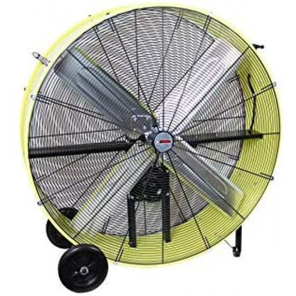 K Tool International 42�测�� Belt Drive Drum Fan; Industrial, Garage, Shop, High Speed 2-Speed, Durable, Cut-Off Protection, Easy Mobility Rubber Wheels; SAFETY YELLOW KTI77743