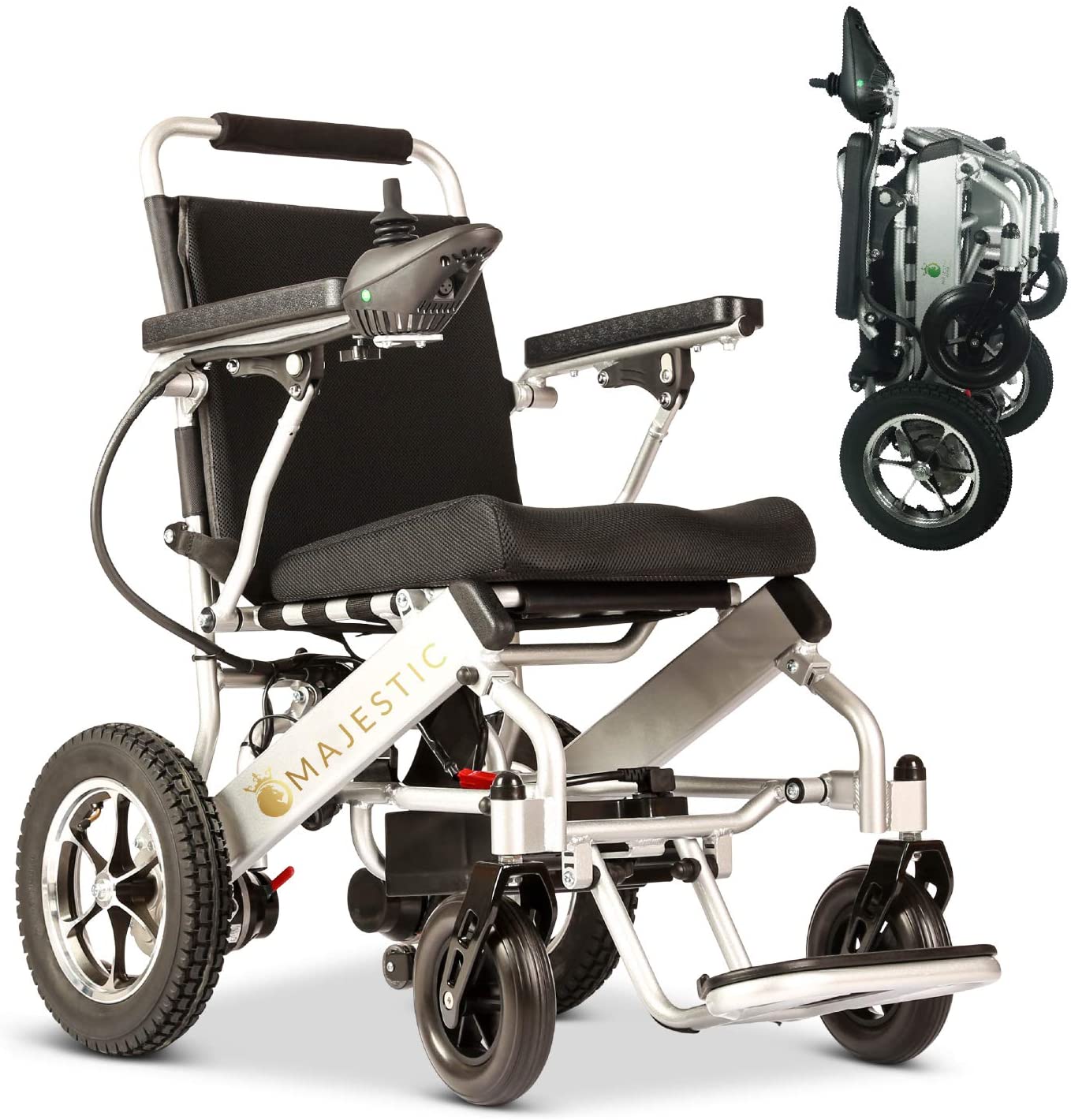 2020 New Folding Ultra Lightweight Electric Power Wheelchair, Silla de Ruedas Electrica, FDA Approved and Air Travel Allowed, Heavy Duty, Mobility Motorized, Portable Power (17.5�测�� Seat Width)