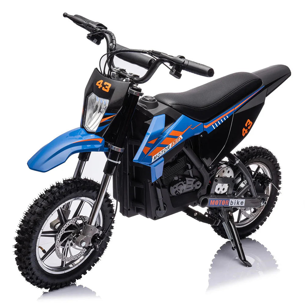 36V Kids Electric Dirt Bike, 36V, 350W, 15.5MPH, LED, 175lbs Max �� Blue