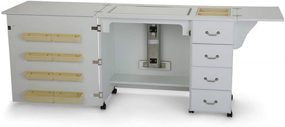 Jean Sewing Cabinet for Sturdy Sewing, Cutting, Quilting, and Crafting with Storage and Airlift, Black Finish