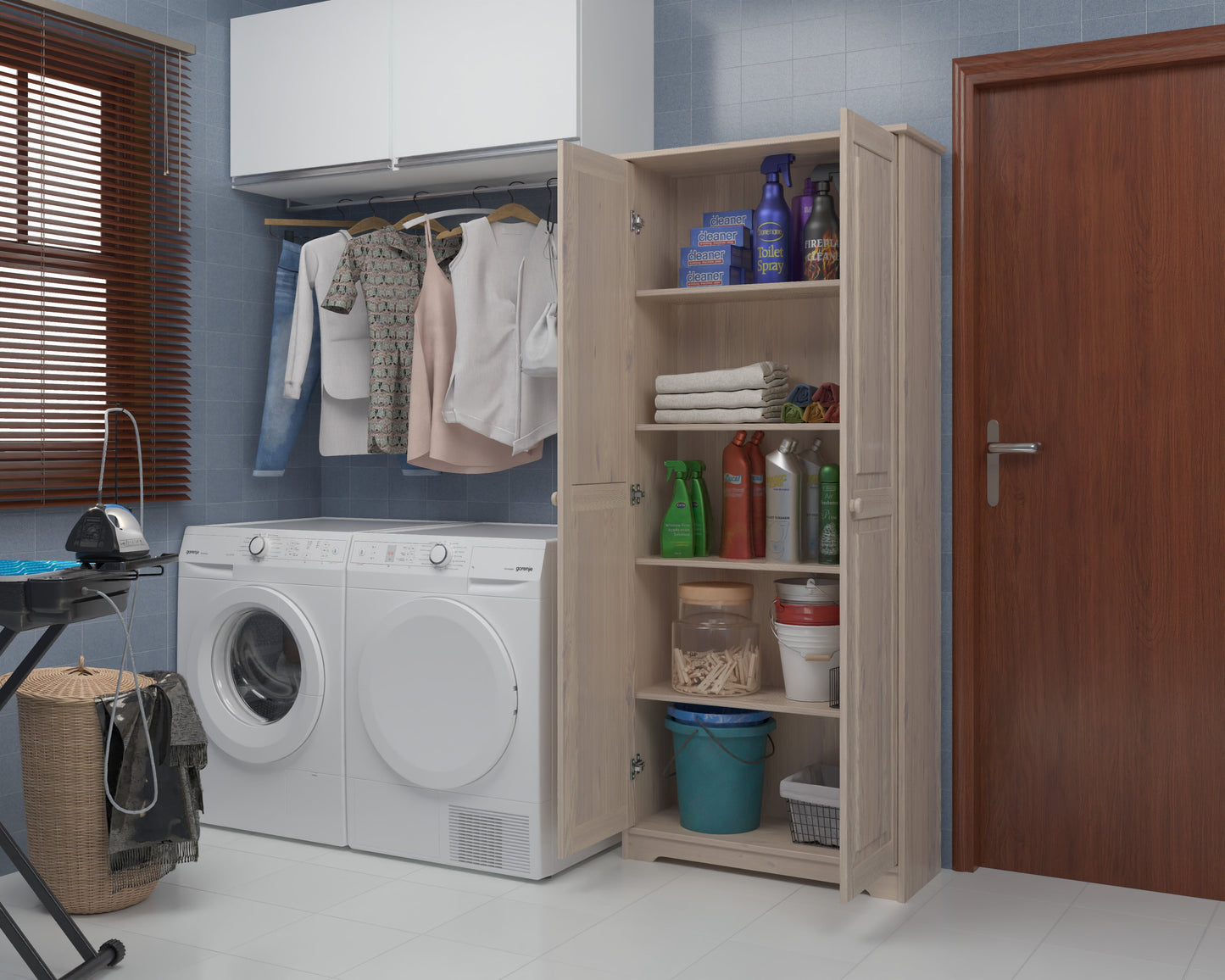 Solid Wood Pantry Storage Cabinet, Freestanding Kitchen Cupboard, Closet with Shelves