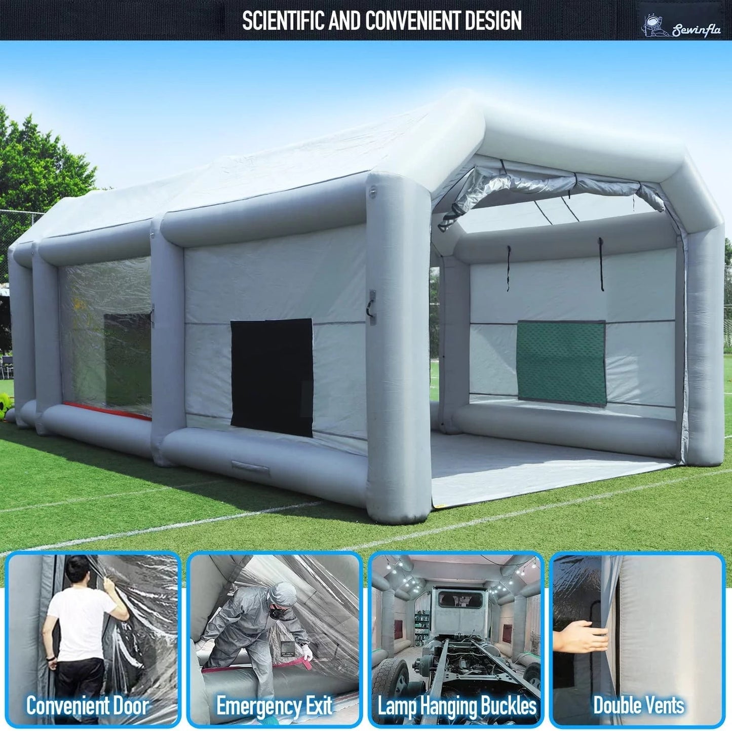 30x20x13Ft Inflatable Paint Booth with Blowers & Air Filter System �� Professional Spray Tent