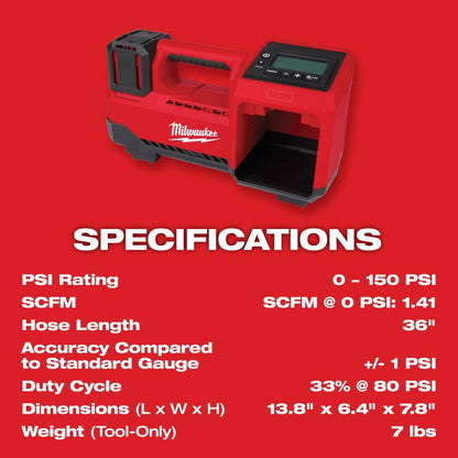 2848-20 M18 18-Volt Lithium-Ion Cordless Inflator (Tool-Only)