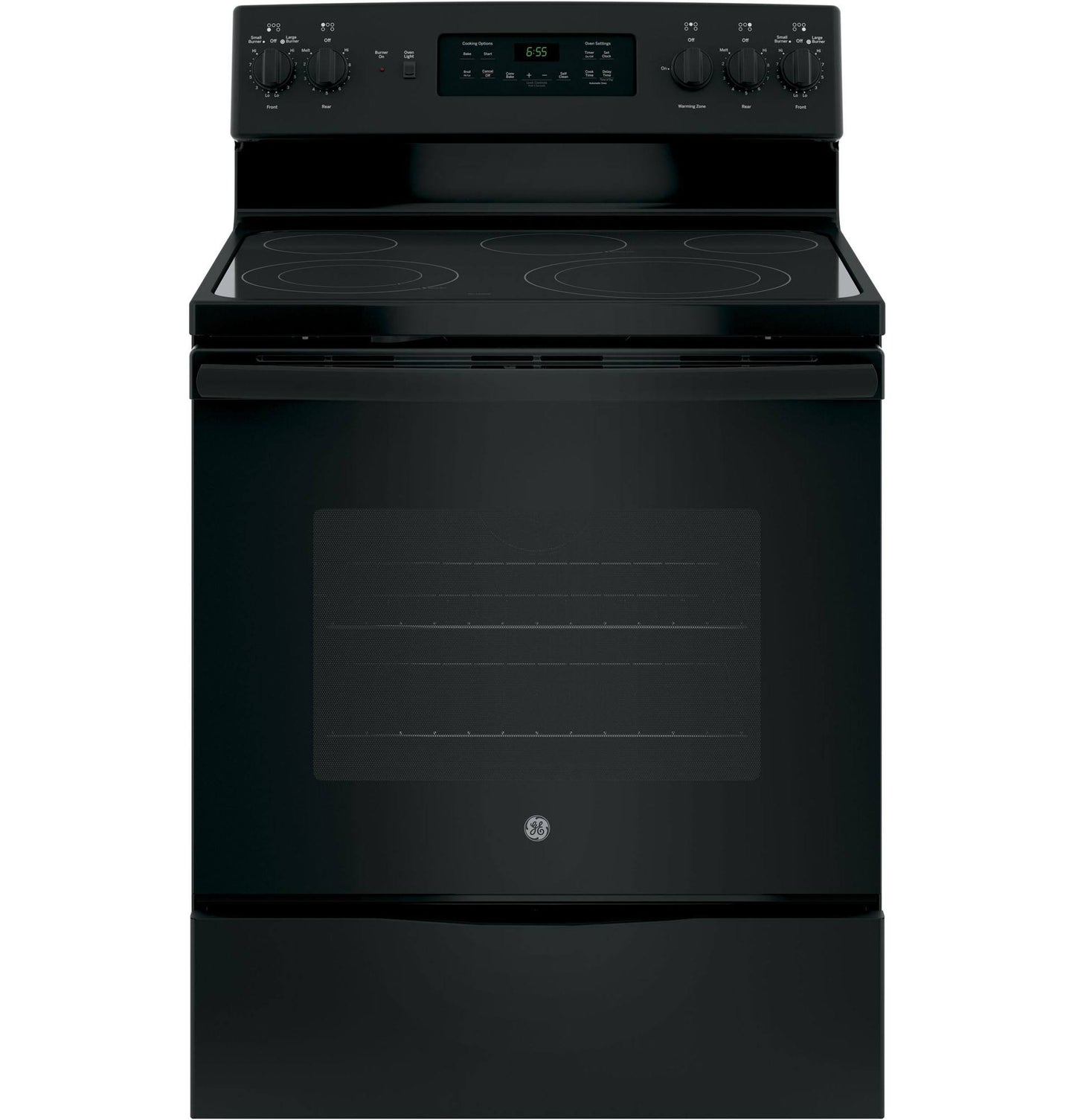 GE 30 Freestanding Electric Range, Black Dual-Element Cooktop, Convection Oven, Self-Cleaning