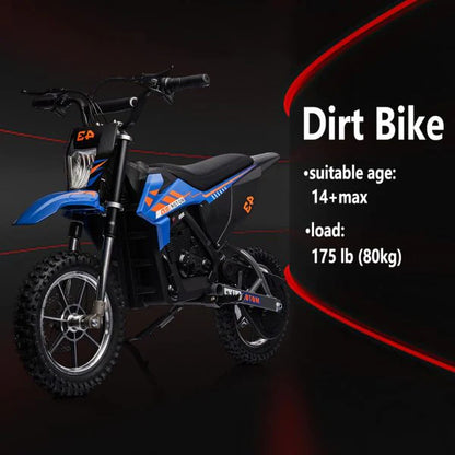 36V Kids Electric Dirt Bike, 36V, 350W, 15.5MPH, LED, 175lbs Max �� Blue