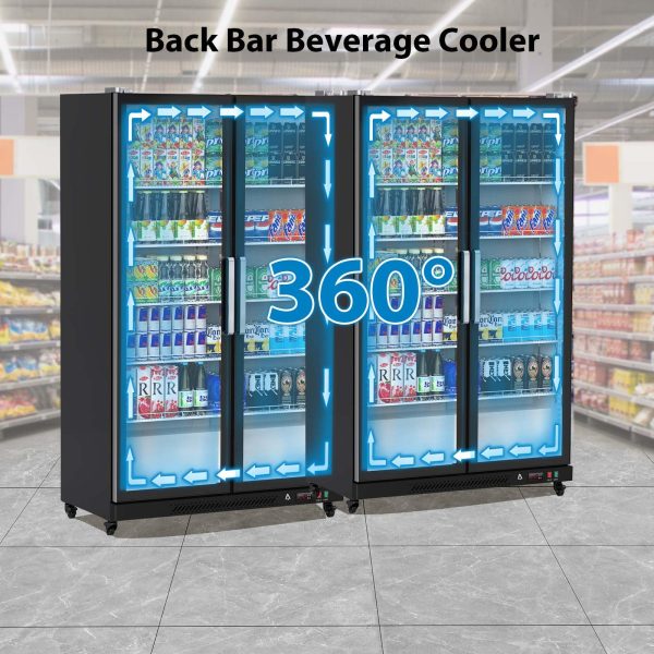 Commercial Refrigerator, Glass Door with LED Lighting �� Upright Beverage Display Cooler for Home, Store, Gym, or Office, Featuring Double Swing Doors and 39 cu.ft